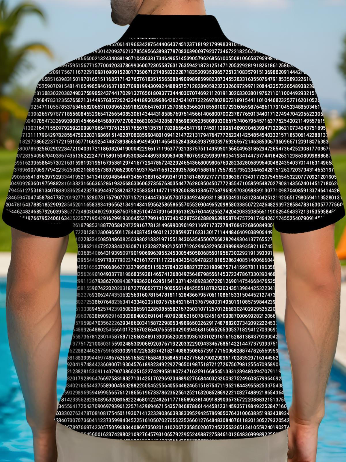 Digital Print Men's Short Sleeve Button Polo Shirt