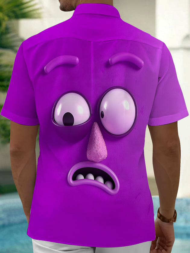 Men's funny expressions pocket half sleeve shirt back view
