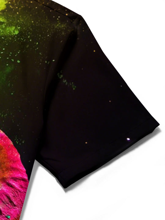 men's printed shirt close-up short sleeve
