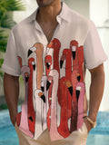 Art Hawaiian Casual Retro Short Sleeve Men's Shirts With Pocket