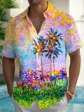 Coconut Tree Men's Pocket Short Sleeve Shirts