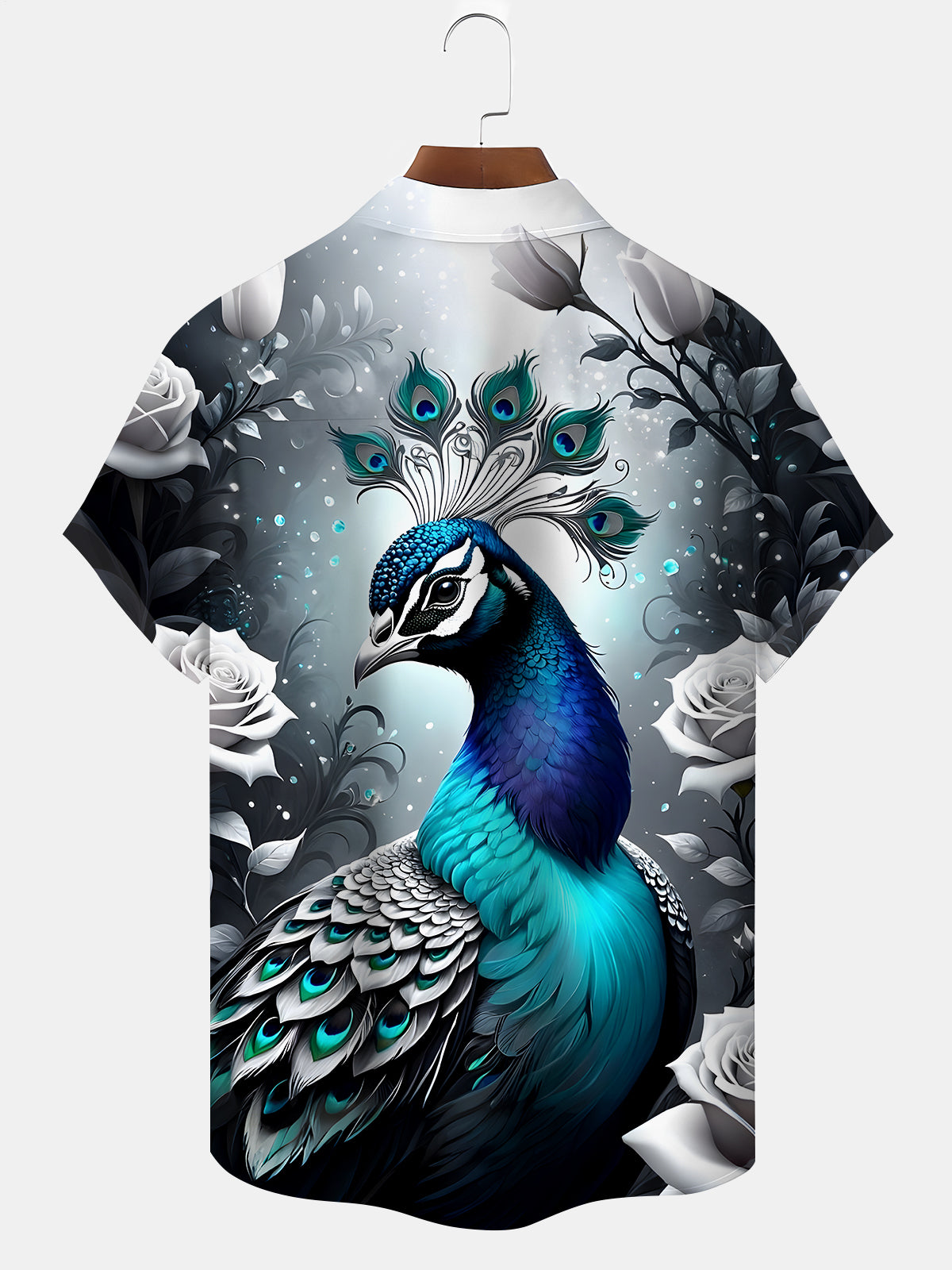 Peacock Floral Men's Pocket Short Sleeve Shirts