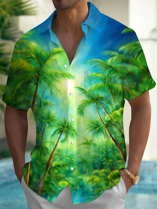 men's Hawaiian shirt front view tropical beach vacation
