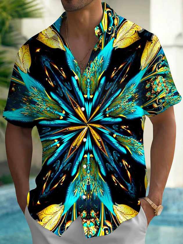 Men's abstract print short sleeve shirt front view
