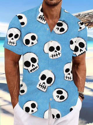 men's skull print shirt front view