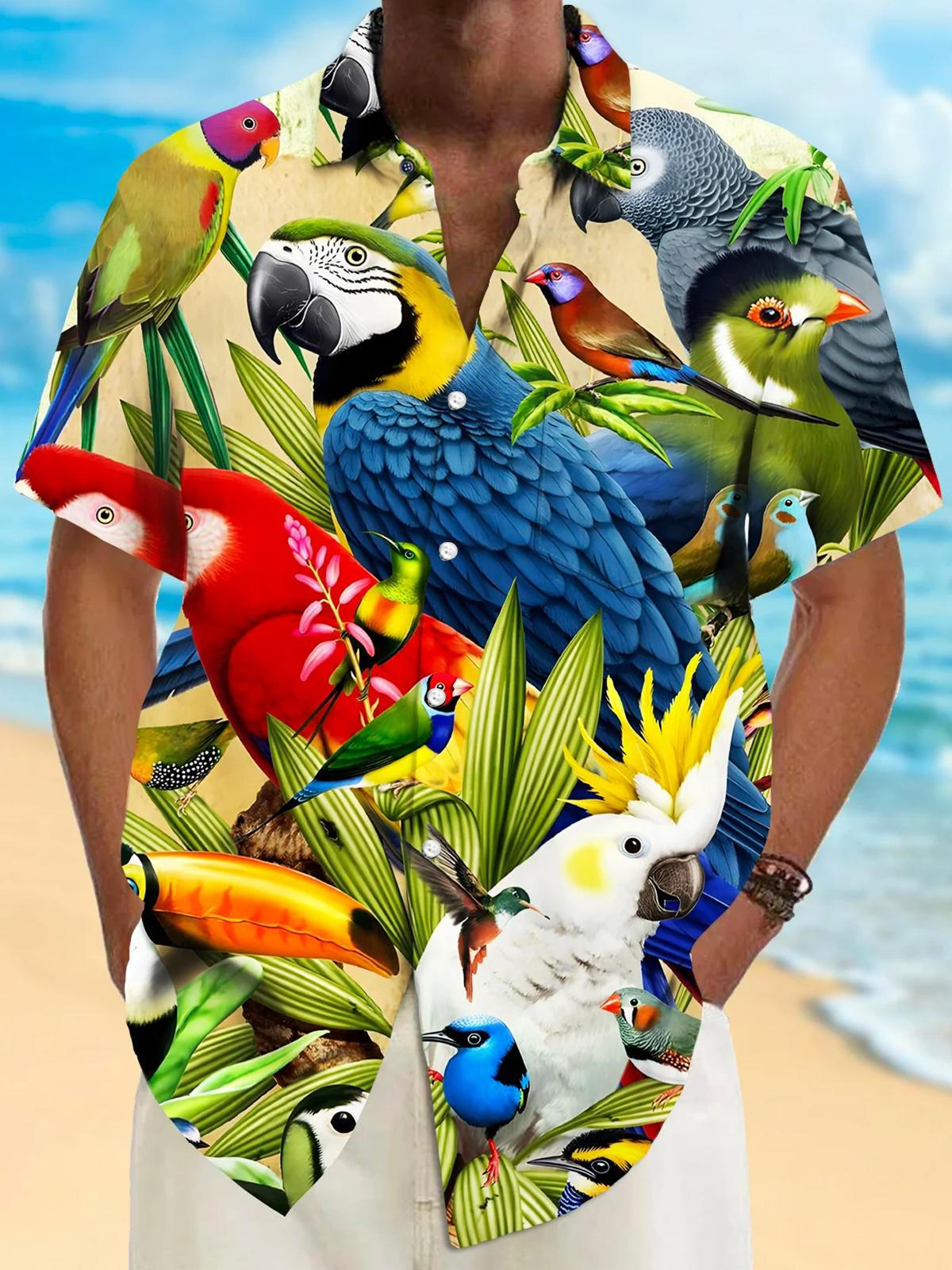 Hawaiian Parrot Men's Pocket Short Sleeve Shirts