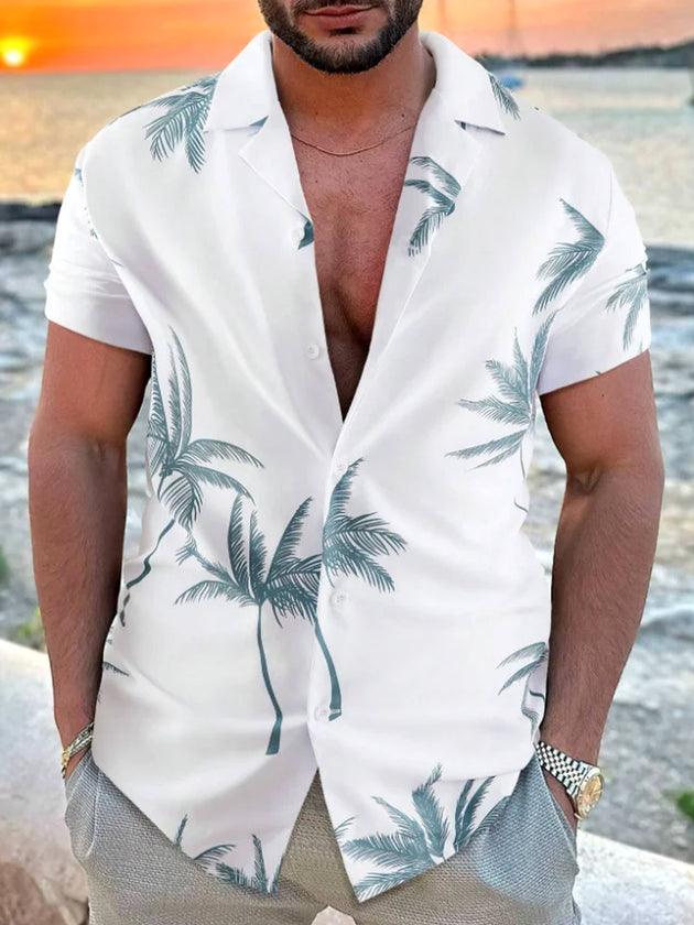 men's Hawaiian shirt front view tropical beach vacation