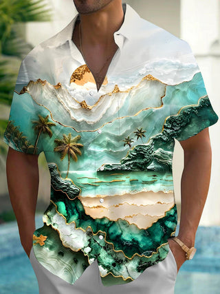 men's Hawaiian shirt front view tropical beach vacation