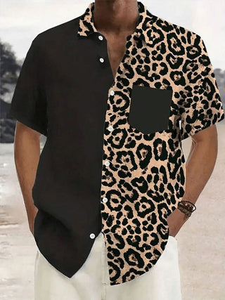 men's leopard print shirt front view