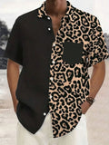 Leopard Print Men's Pocket Short Sleeve Shirts