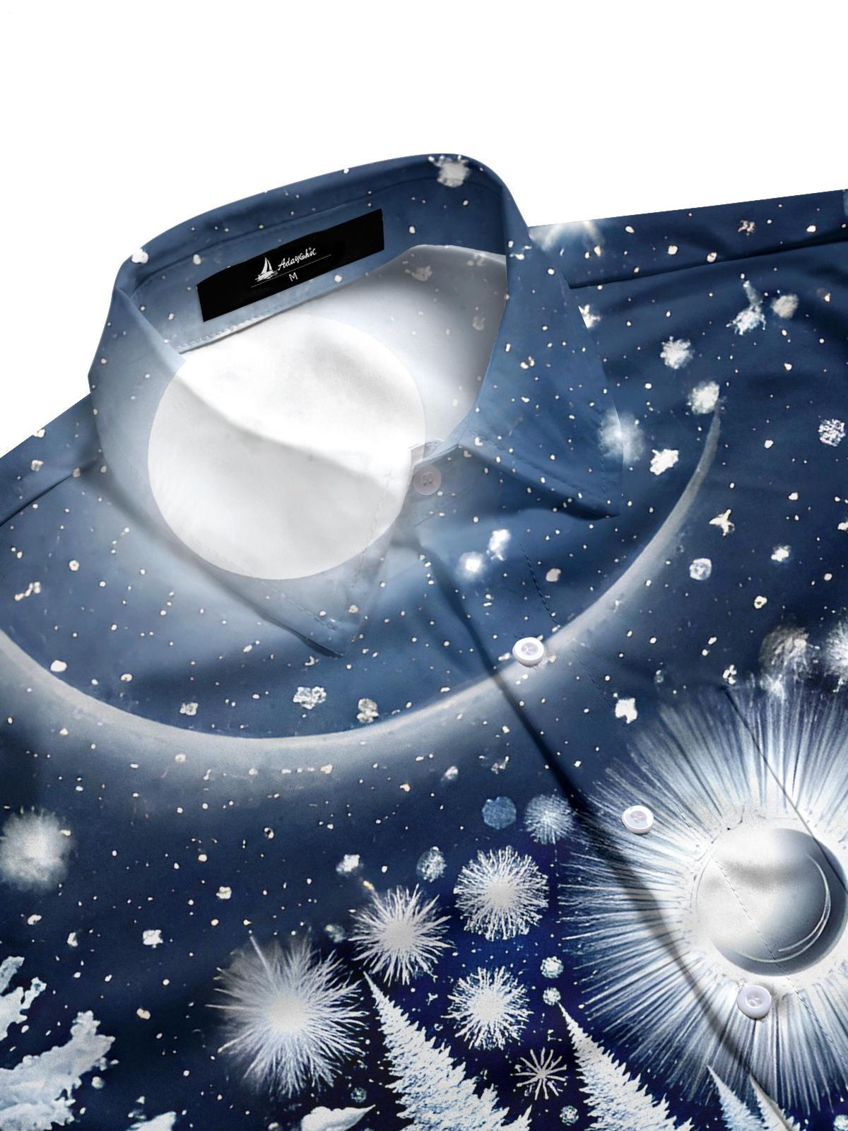 Winter Forest Deer Men's Pocket Long Sleeve Shirts