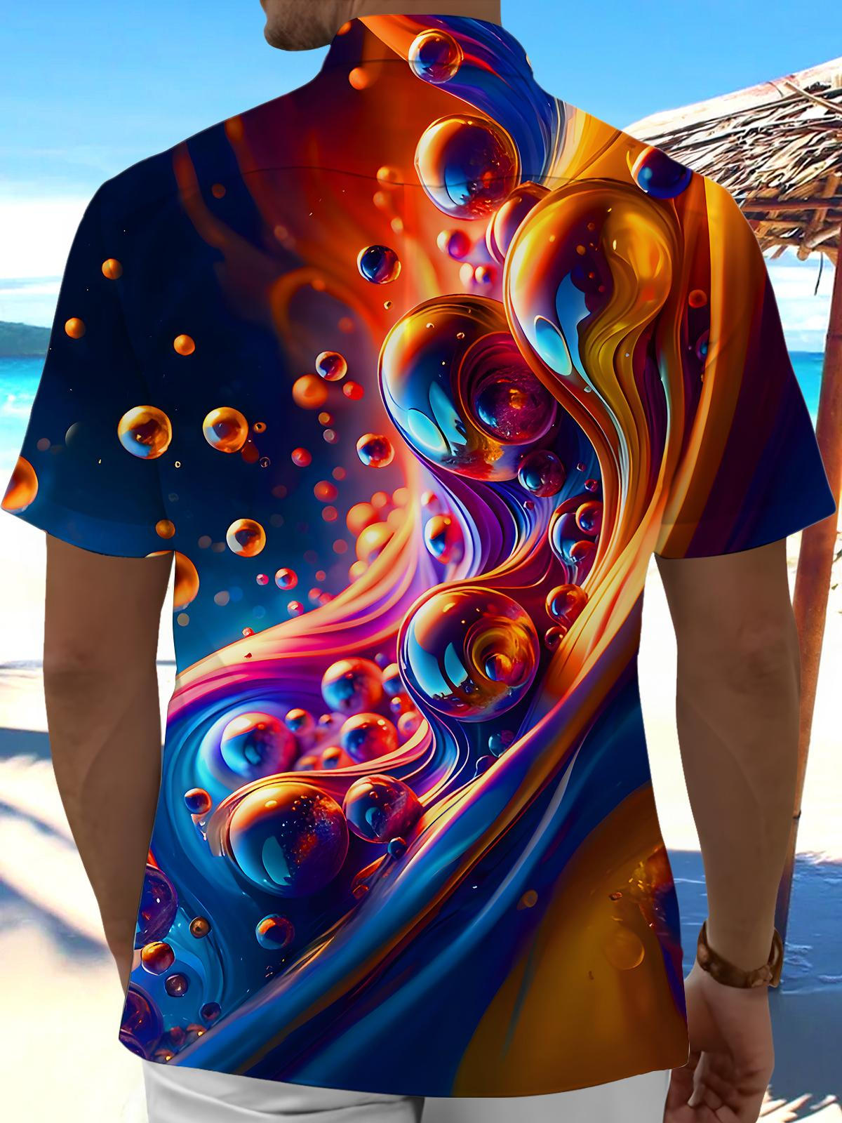 Psychedelic Flowing Water Droplets Men's Pocket Short Sleeve Shirts