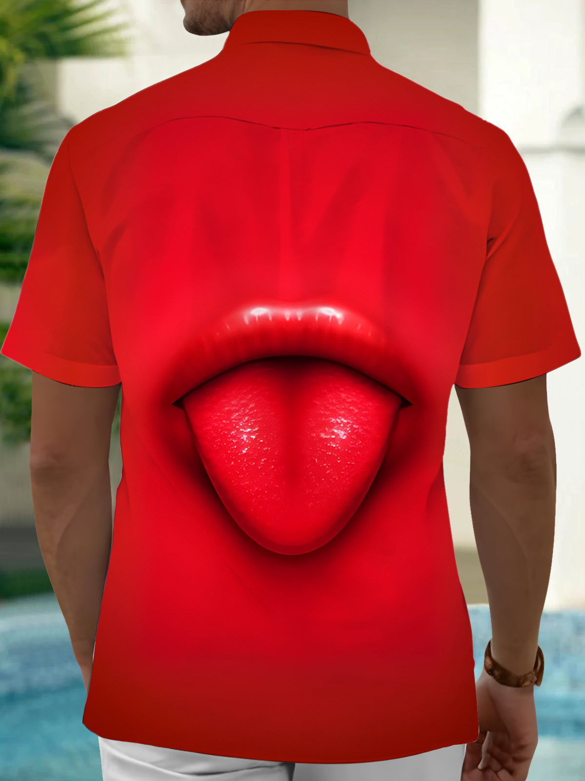 Tongue Men's Pocket Short Sleeve Shirts