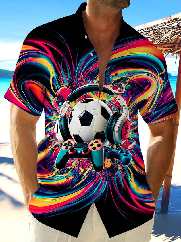 Tie Dye E-Sports Football Fantasy Men's Pocket Short Sleeve Shirts