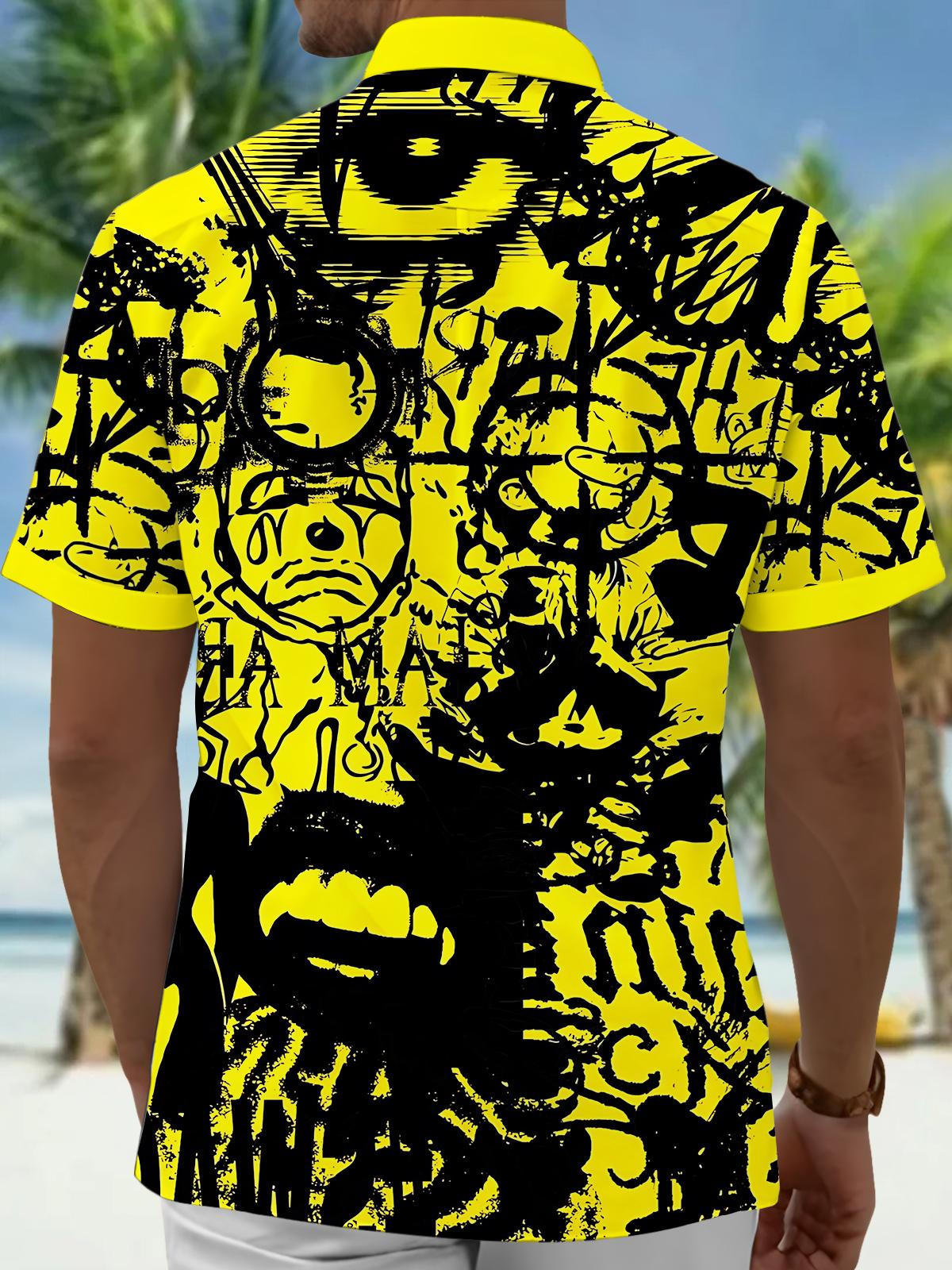 Abstract Print Men's Pocket Short Sleeve Shirts