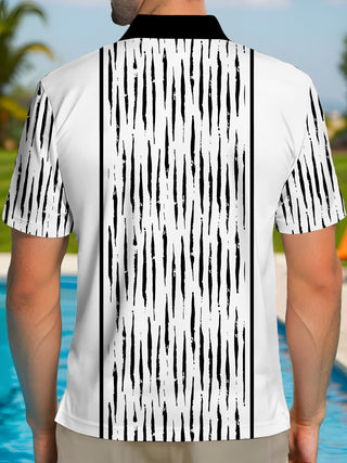 Men's geometric short sleeve button polo shirt back view