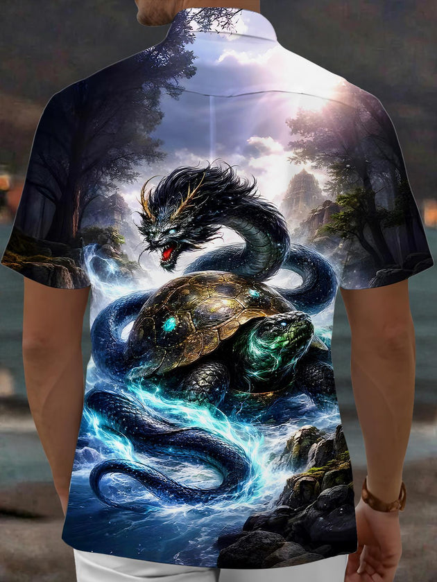 men's mythical print shirt back view