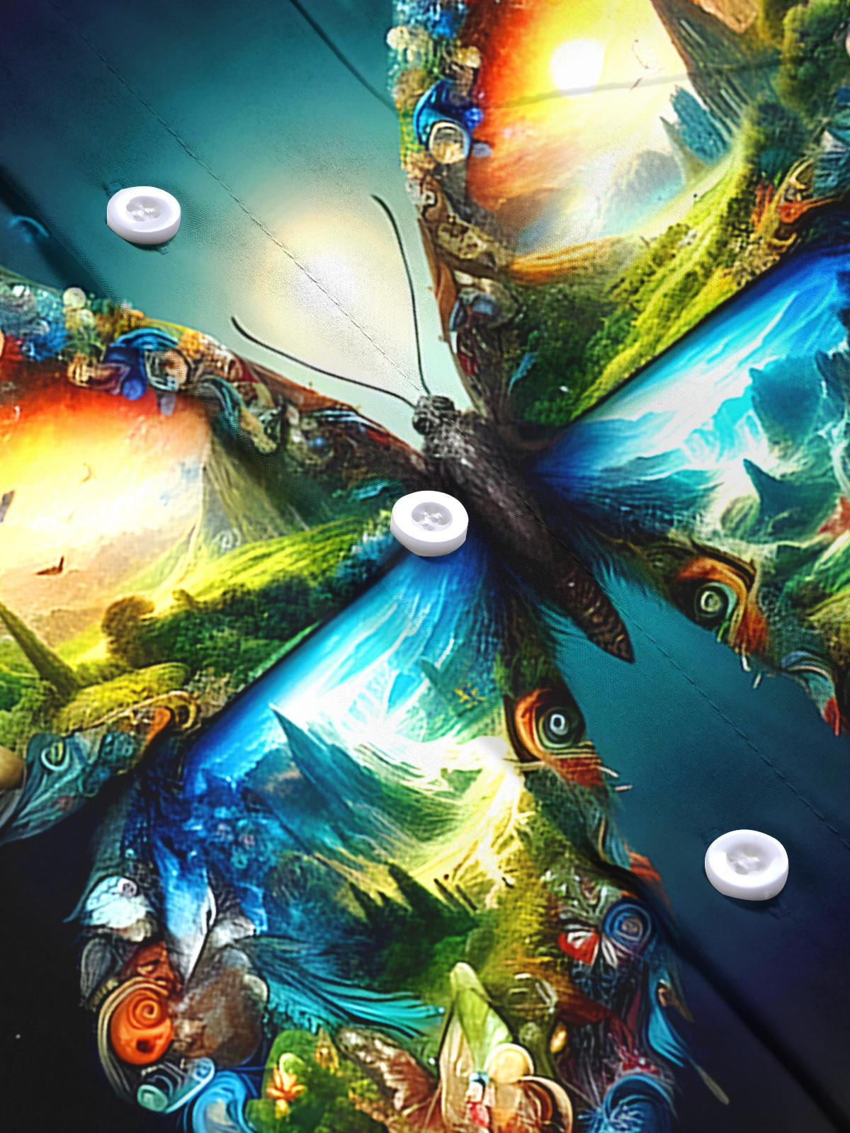 Insect Butterfly Men's Pocket Long Sleeve Shirts