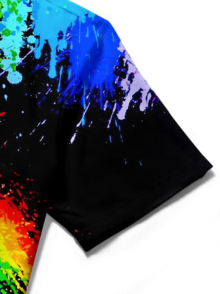 men's tie dye shirt close-up short sleeve