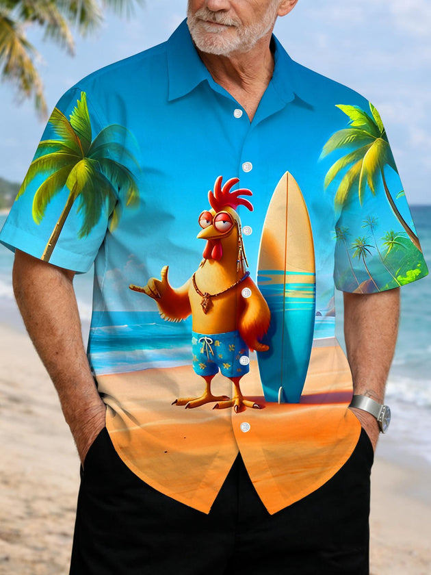 men's Hawaiian shirt front view beach vacation