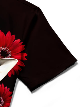 men's floral shirt close-up short sleeve