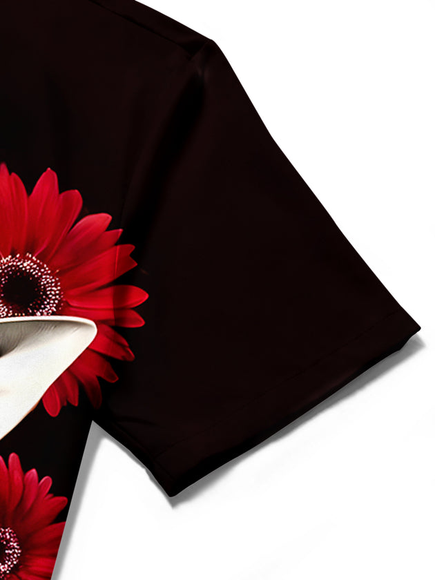 men's floral shirt close-up short sleeve