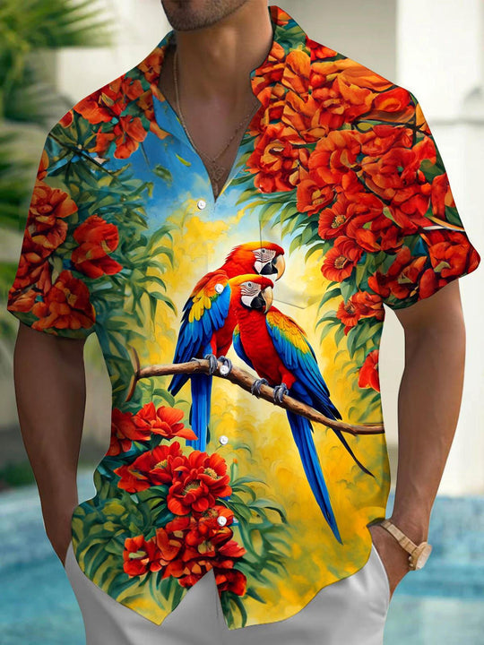 men's Hawaiian shirt front view tropical beach vacation