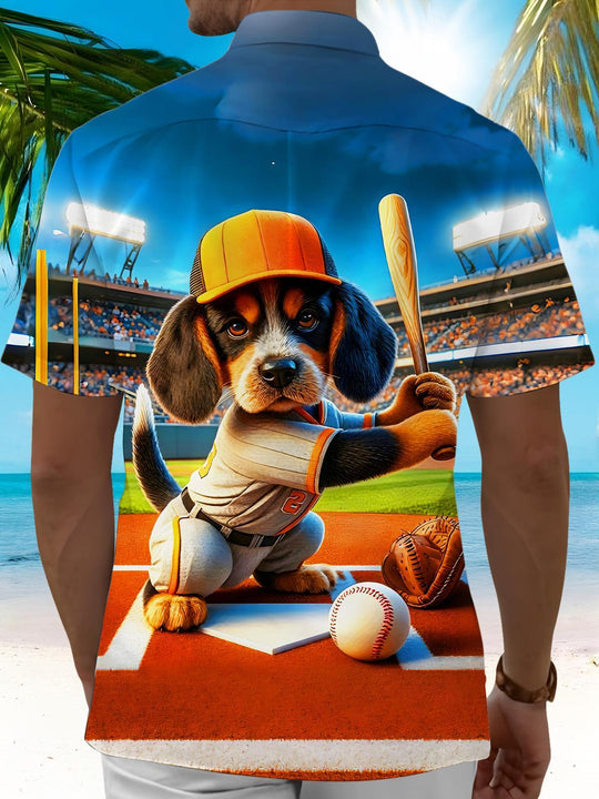 men's puppy pattern shirt back view