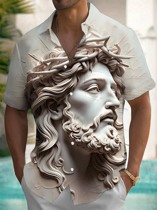 men's art print shirt front view