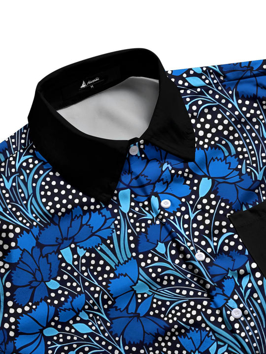 men's floral short sleeve flat lay shirt
