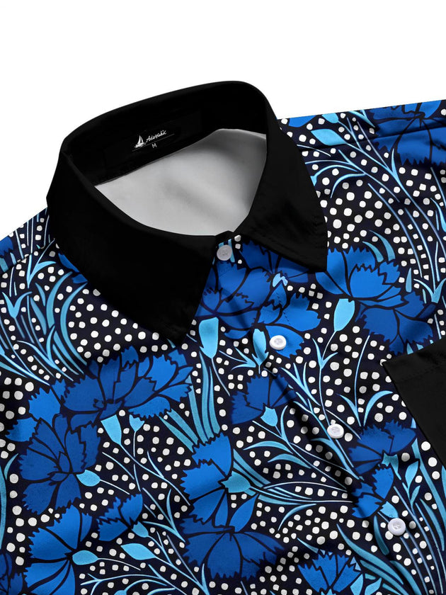 men's floral short sleeve flat lay shirt