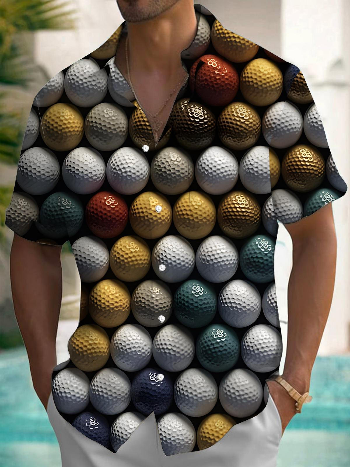 Golf Print Men's Pocket Short Sleeve Shirts