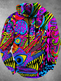 Abstract Art Long Sleeve Hooded Pocket Men's Top