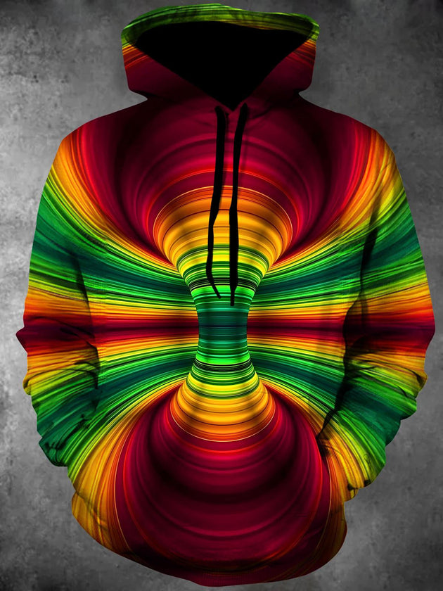 Men's abstract print long sleeve pullover hoodie front view