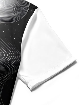 Men's gradient line print short sleeve shirt close-up detail