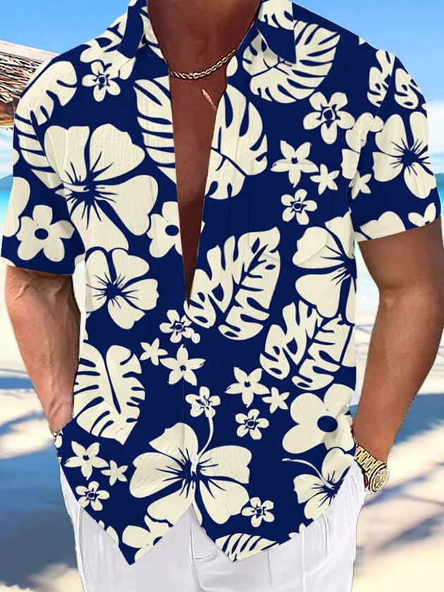 men's Hawaiian shirt front view tropical beach vacation