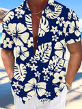 Hawaiian Floral Leaf Men's Pocket Short Sleeve Shirts