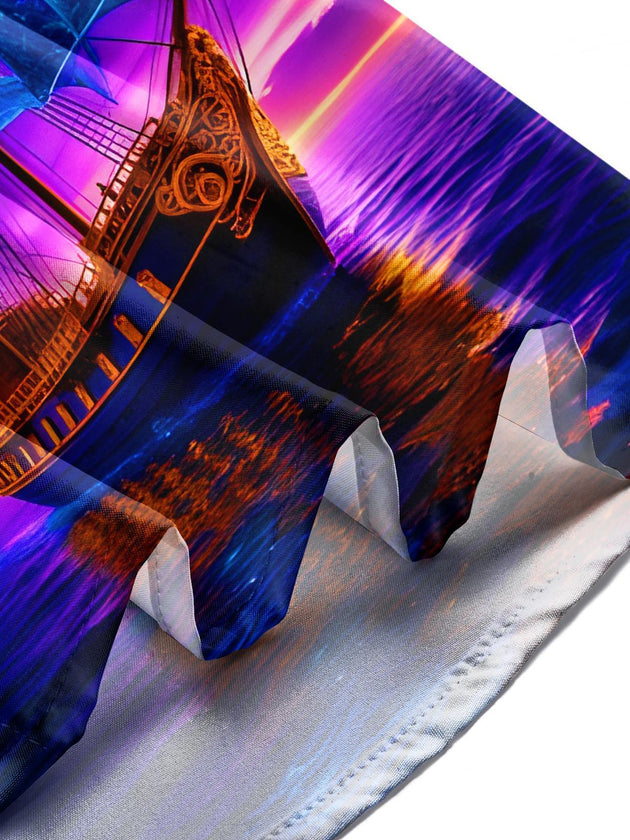 men's blue printed shirt summer vacation