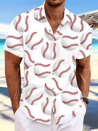 men's baseball print shirt front view