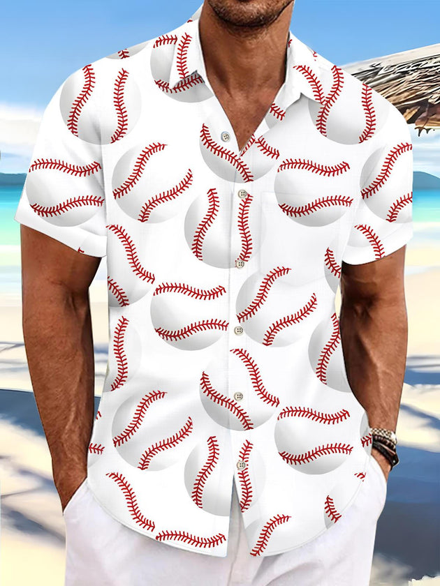 men's baseball print shirt front view