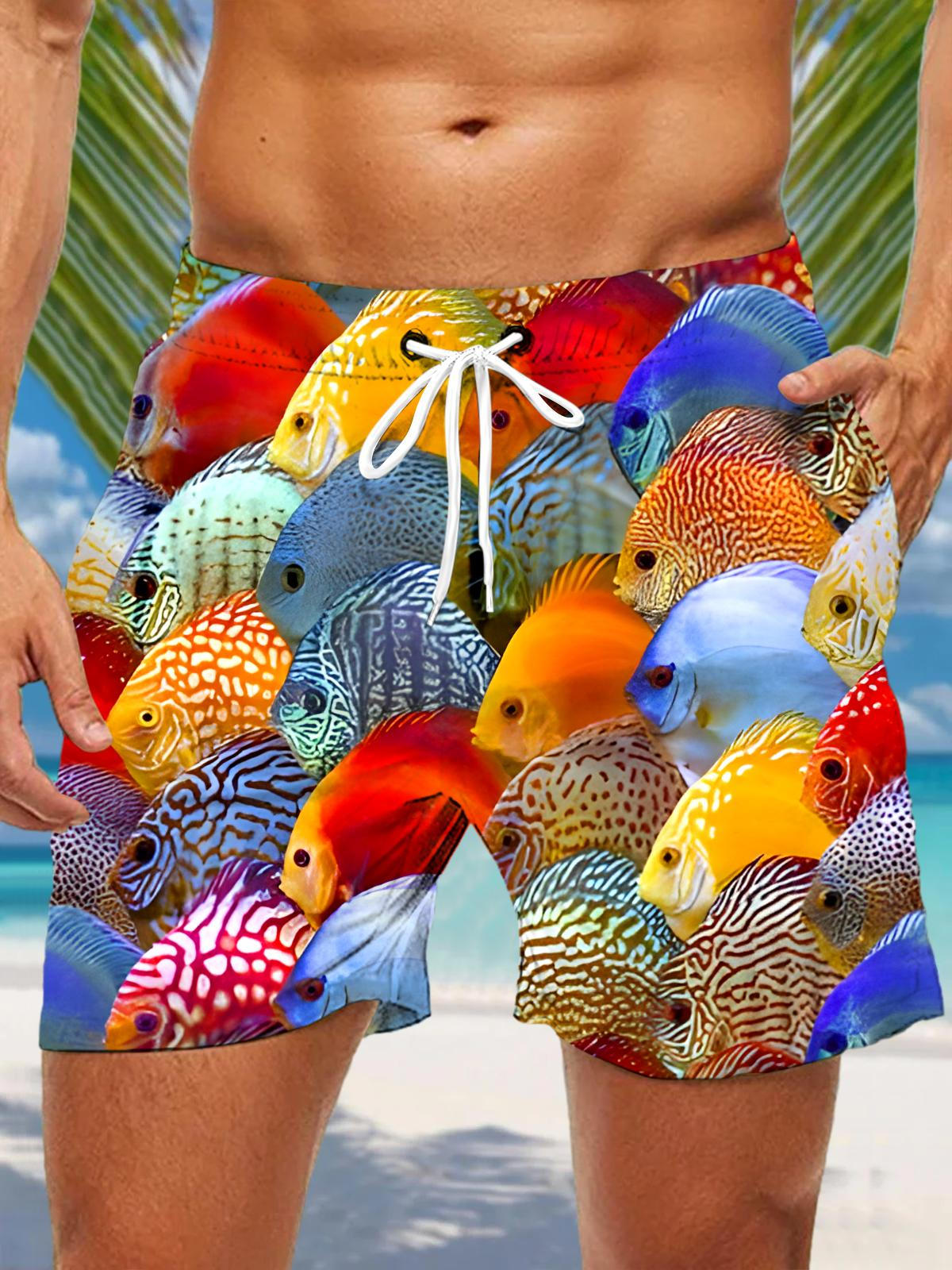 Fish Men's Print Pocket Shorts