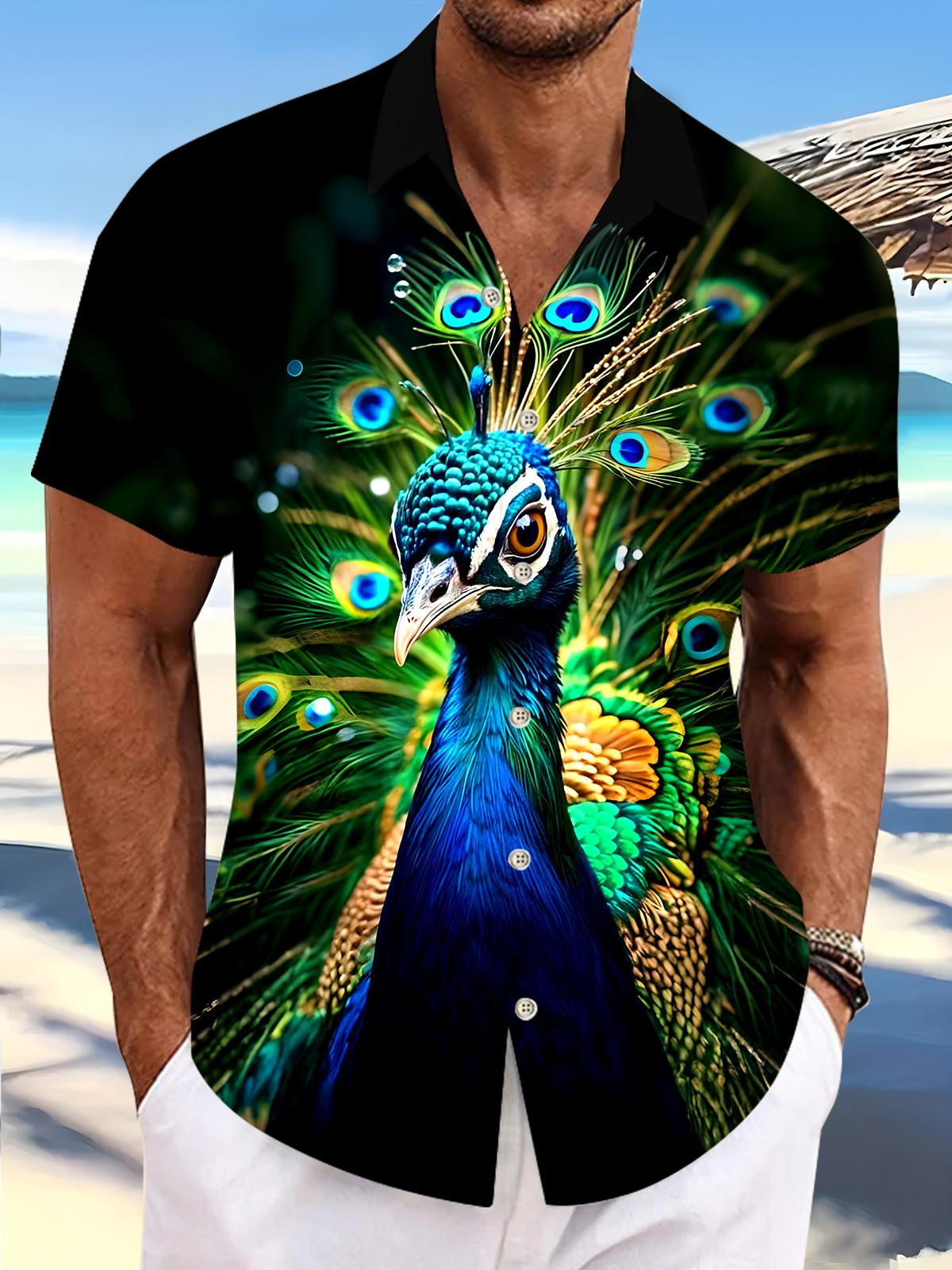 Peacock Men's Pocket Short Sleeve Shirts