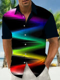 Rainbow Gradient Print Men's Pocket Short Sleeve Shirts