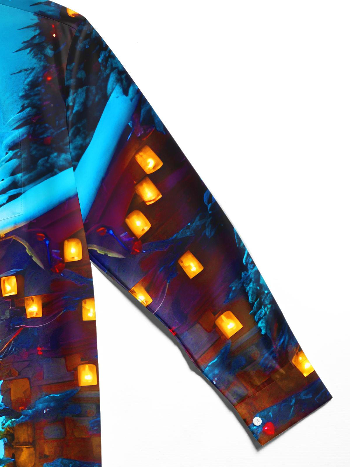 Funny Skull Christmas Tree Xmas Men's Pocket Long Sleeve Shirts