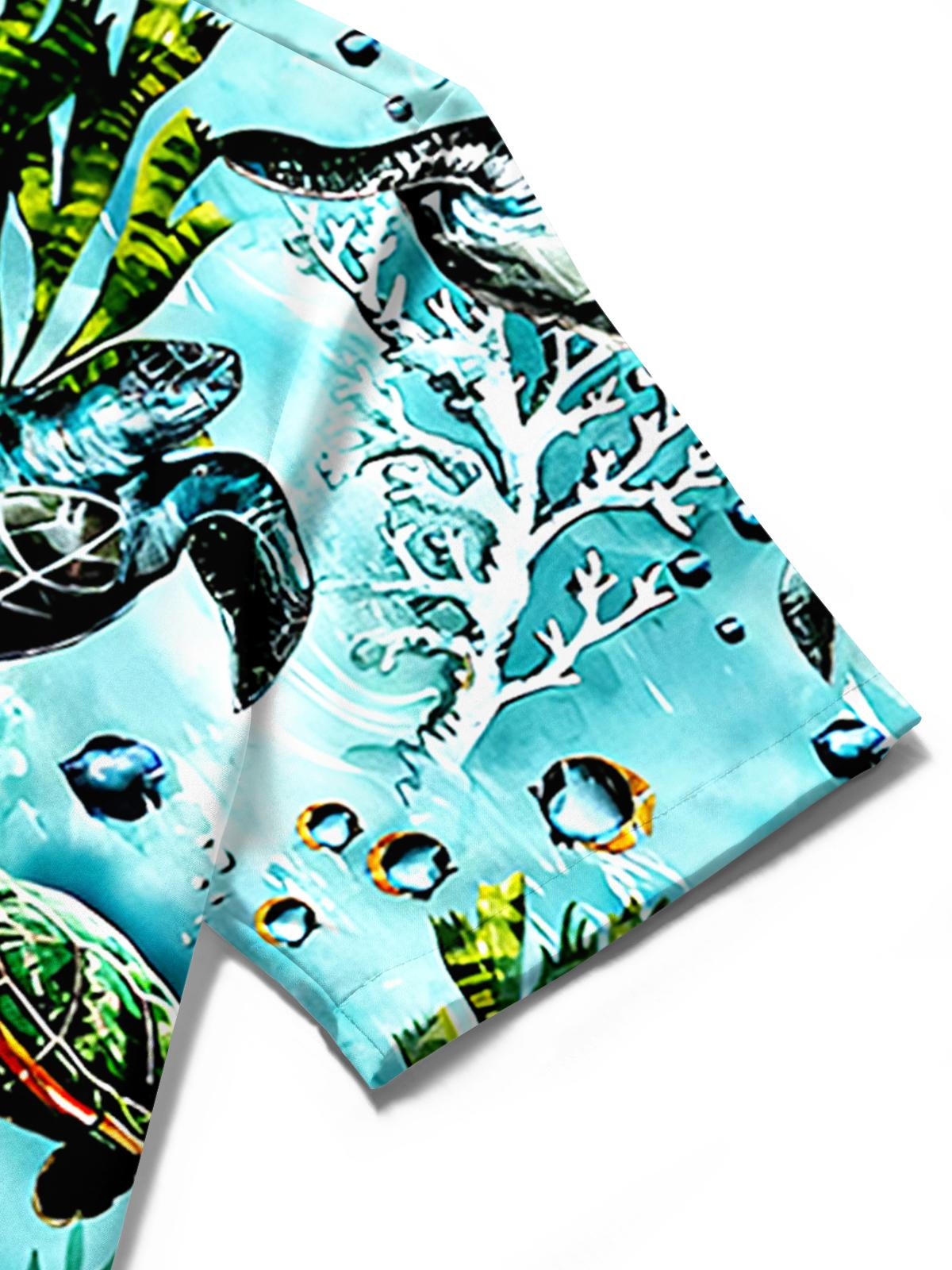 Hawaiian Sea Turtle Men's Pocket Short Sleeve Shirts