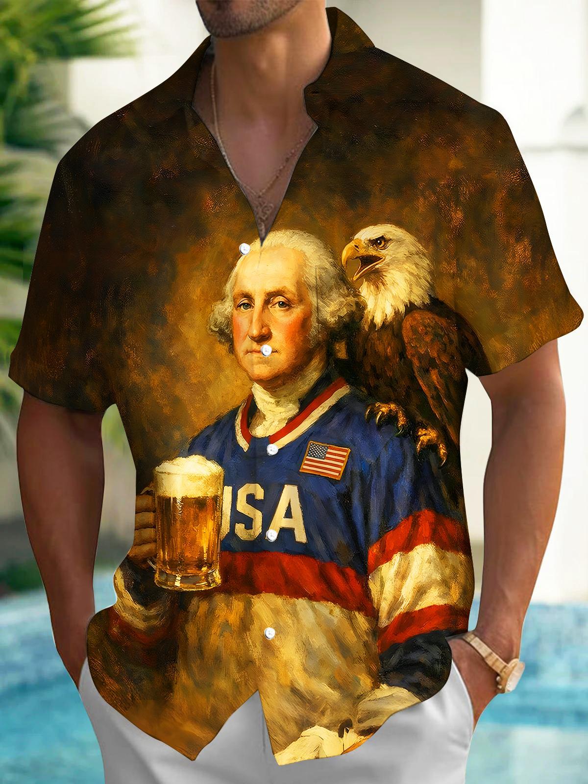 men's retro print shirt front view Independence Day