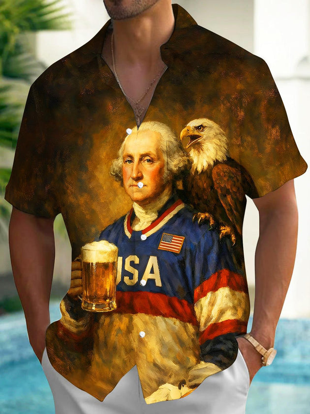 men's retro print shirt front view Independence Day