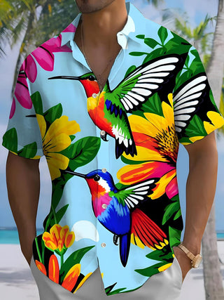 men's Hawaiian shirt front view tropical beach vacation