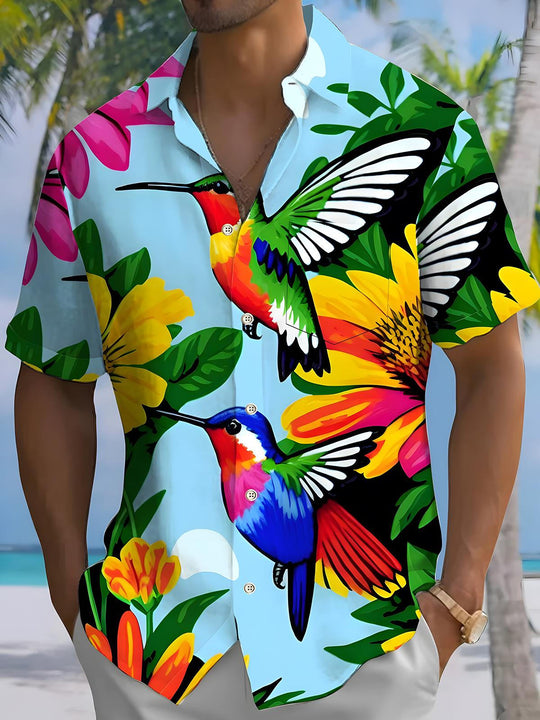 men's Hawaiian shirt front view tropical beach vacation