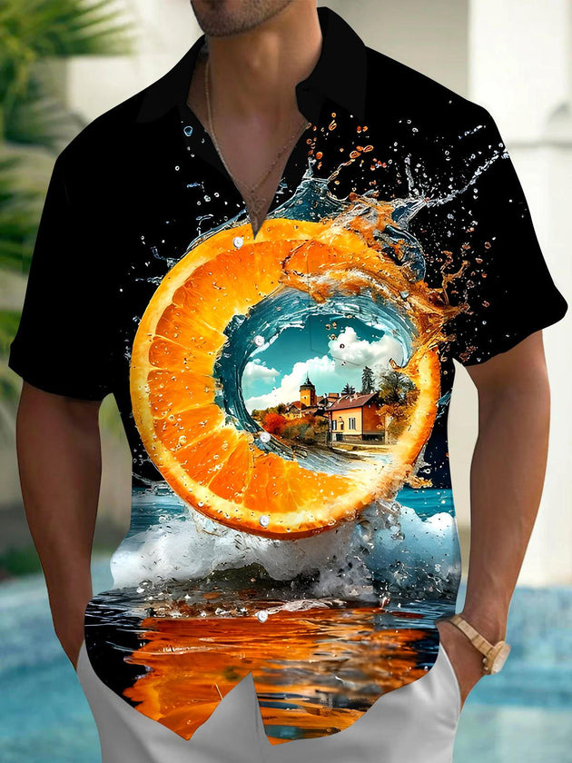 Men's Hawaiian pocket short sleeve shirt back view